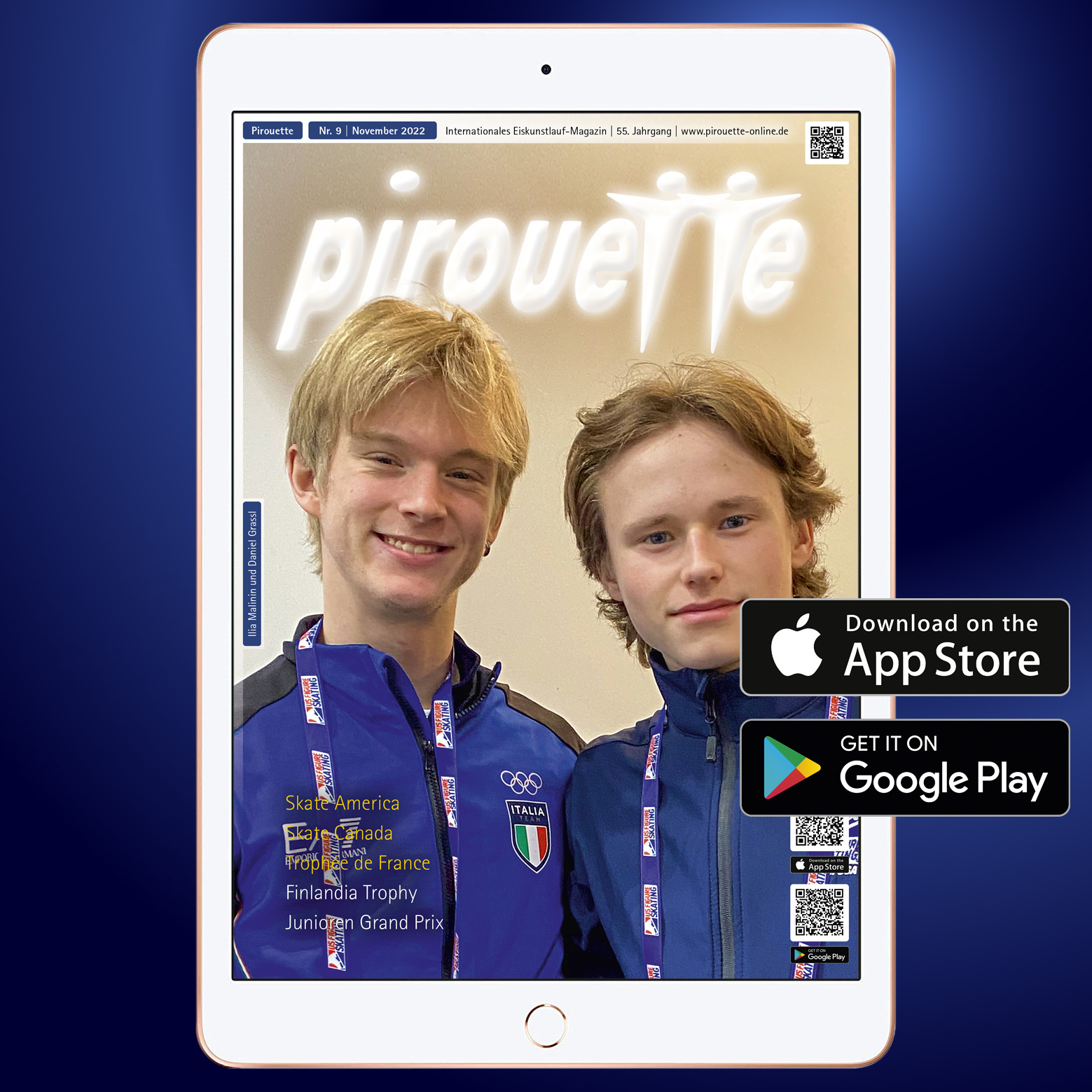 Die aktuelle Pirouette-App mit Ilia Malinin (r) und Daniel Grassl
